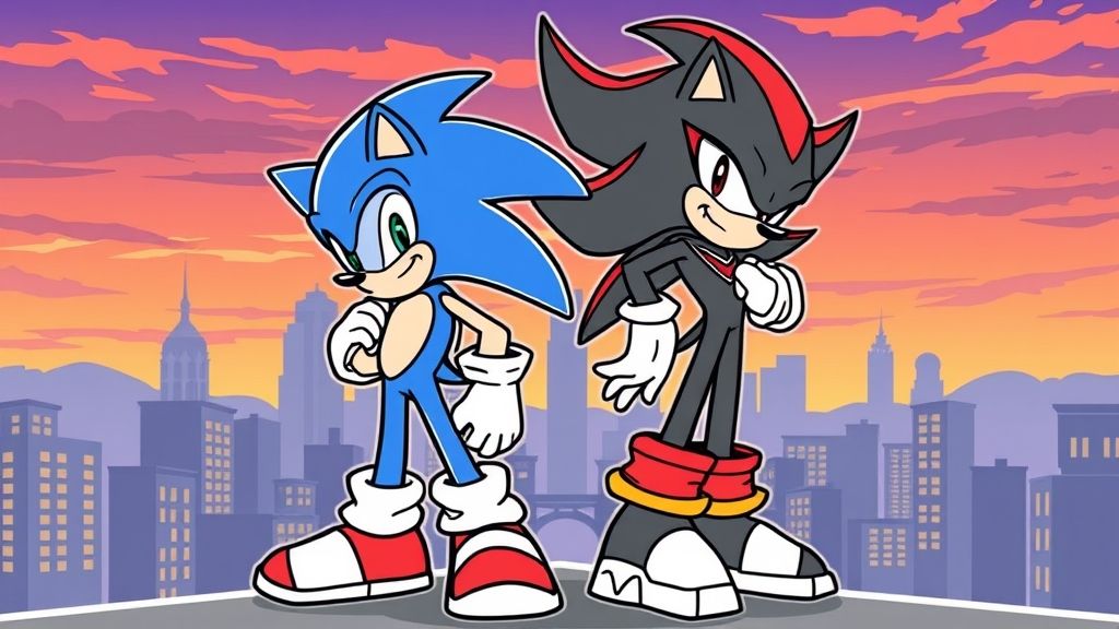 coloriage Sonic et shadow
