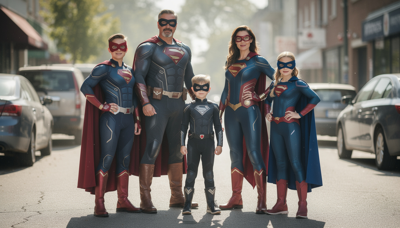 découvrez des idées de déguisements de super héros pour toute la famille, du plus petit au plus grand, pour des fêtes mémorables et pleines d'aventures.