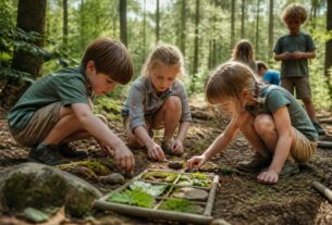 explorez des jeux en pleine forêt conçus pour stimuler l'apprentissage naturel et éveiller la curiosité des enfants grâce à la nature.