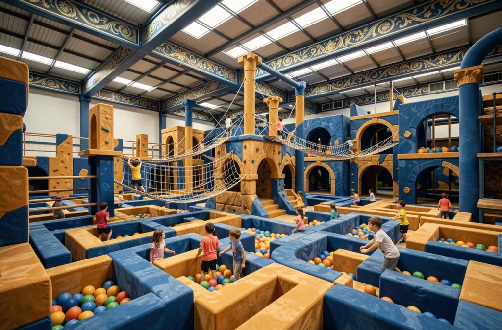 Parc couvert Minotopia à Six-Fours-les-Plages avec parcours labyrinthique et enfants aventuriers